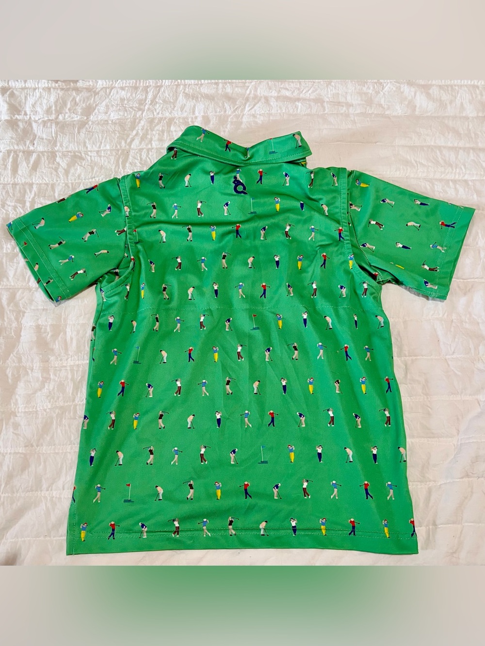 Boys' Green Golf Print Polo Shirt
